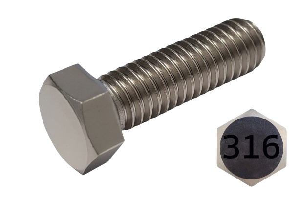 Imperial Hexagonal Bolt Fine And Full Thread 316 Stainless Steel 1/2-20 * 3/4"