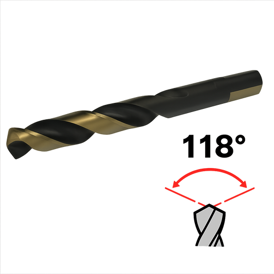 Drill Bit High Steel Black and Gold Coated 1 * 6-1/4 [ 118°, Split Point ]