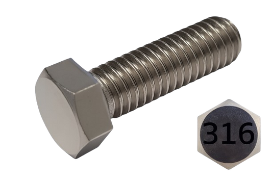 Imperial Hexagonal Bolt Fine And Full Thread 316 Stainless Steel 5/16-24 * 5/8"