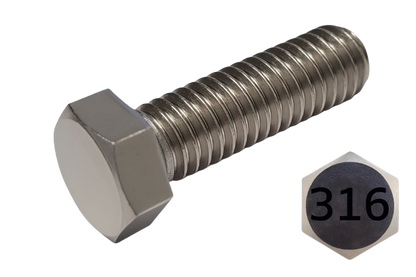 Imperial Hexagonal Bolt Full Thread 316 Stainless Steel  1/4-20 * 1/2"