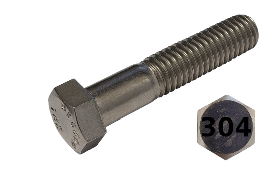 Imperial Hexagonal Bolt Partial Thread 304 Stainless Steel 1-1/4-7 * 7"