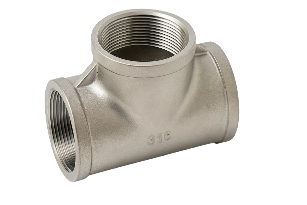Low Pressure Threaded Inline Tee 316 Stainless Steel 1/8-27 [Female NPT]