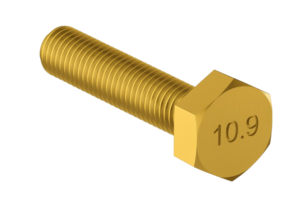 Metric Hexagonal Bolt Full Thread Yellow Zinc M16 * 2.0 * 60mm Grade 10.9