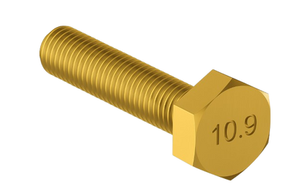 Metric Hexagonal Bolt Full Thread Yellow Zinc M16 * 2.0 * 60mm Grade 10.9