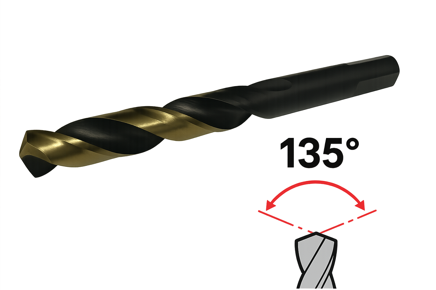 Drill Bit High Steel Black and Gold Coated 1/8 * 2-1/2 [ 135°, Split Point ]