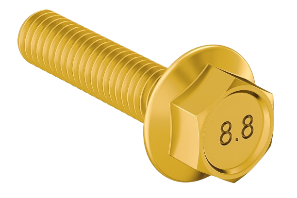 Metric Flanged Hexagonal Bolt Full Thread Yellow Zinc M6 * 1.0 * 16mm  Grade 8.8