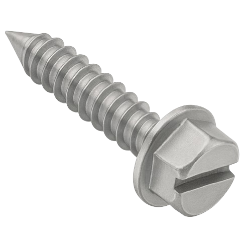 Flanged Hexagonal Head Metal Screw Full Thread Stainless Steel #6 * 5/8" [Slotted Drive]