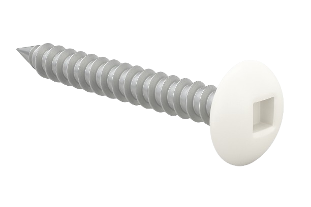 Round Head Metal Screw Full Thread With White Painted Head Zinc #8 * 1-1/4" [Square Drive]