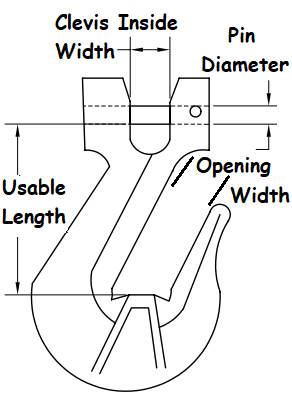 Grab Hook With Clevis Blue Painted Alloy Steel 1/2 Grade 100