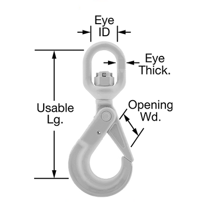 Swivel Eye Hook Load-Lock Orange Painted Alloy Steel 1/4 Grade 80