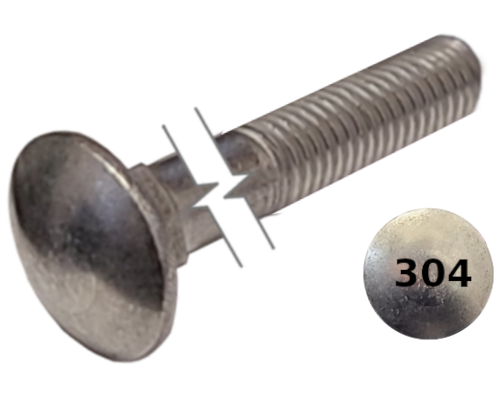 Imperial Carriage Bolt Partial Thread 304 Stainless Steel  3/8-16 * 10"