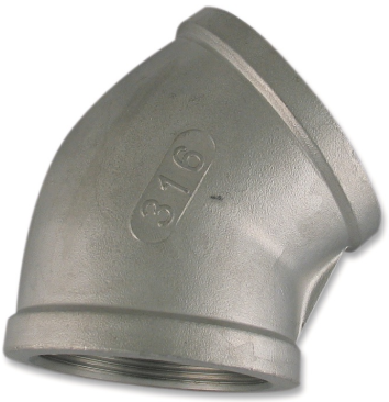 Low Pressure Threaded Elbow Pipe Fitting 316 Stainless Steel 1-1/4-11-1/2 * 45° [NPT]