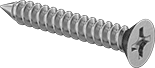 Flat Head Metal Screw Full Thread Zinc #10 * 1" [Philips Drive]