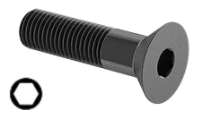 Flat Head Cap Screw Fine Thread Black Steel 10-32 * 2-3/4" Grade 8 [Cup Point] [Allen Drive]