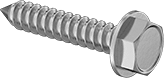 Flanged Hexagonal Head Metal Screw Full Thread Zinc #3 * 1-1/2" [Philips Drive]