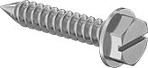 Flanged Hexagonal Head Metal Screw Full Thread Zinc #2 * 1-1/4" [Slotted Drive]