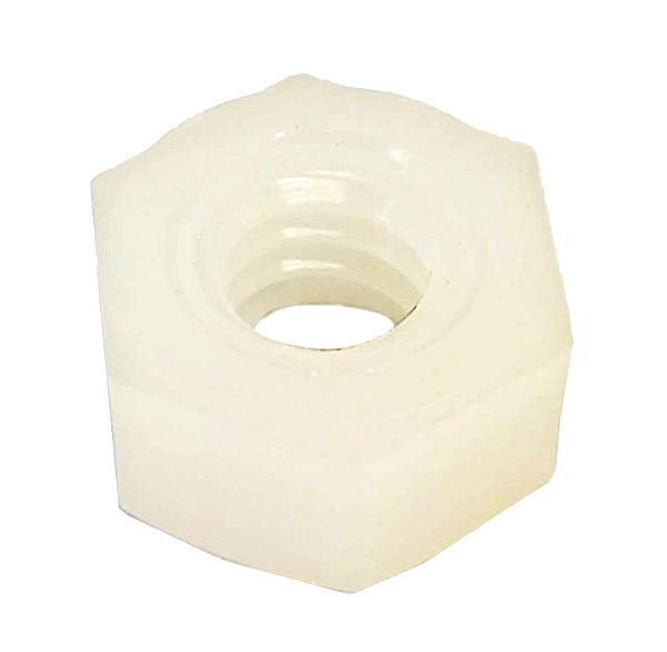 Hexagonal Nut White Nylon 1/4-20