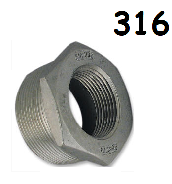 Low Pressure Bushing Adapter Pipe Fitting 316 Stainless Steel 3-8 Male Reduce to 2-11-1/2 Female [NPT]