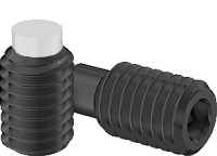 Set Screw Fine & Full Thread Black Steel 1/4-28 * 3/16" Grade 8 [Nylon Point] [Allen Drive]