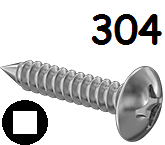 Truss Head Metal Screw Full Thread Stainless Steel #8 * 5/8" [Square Drive]